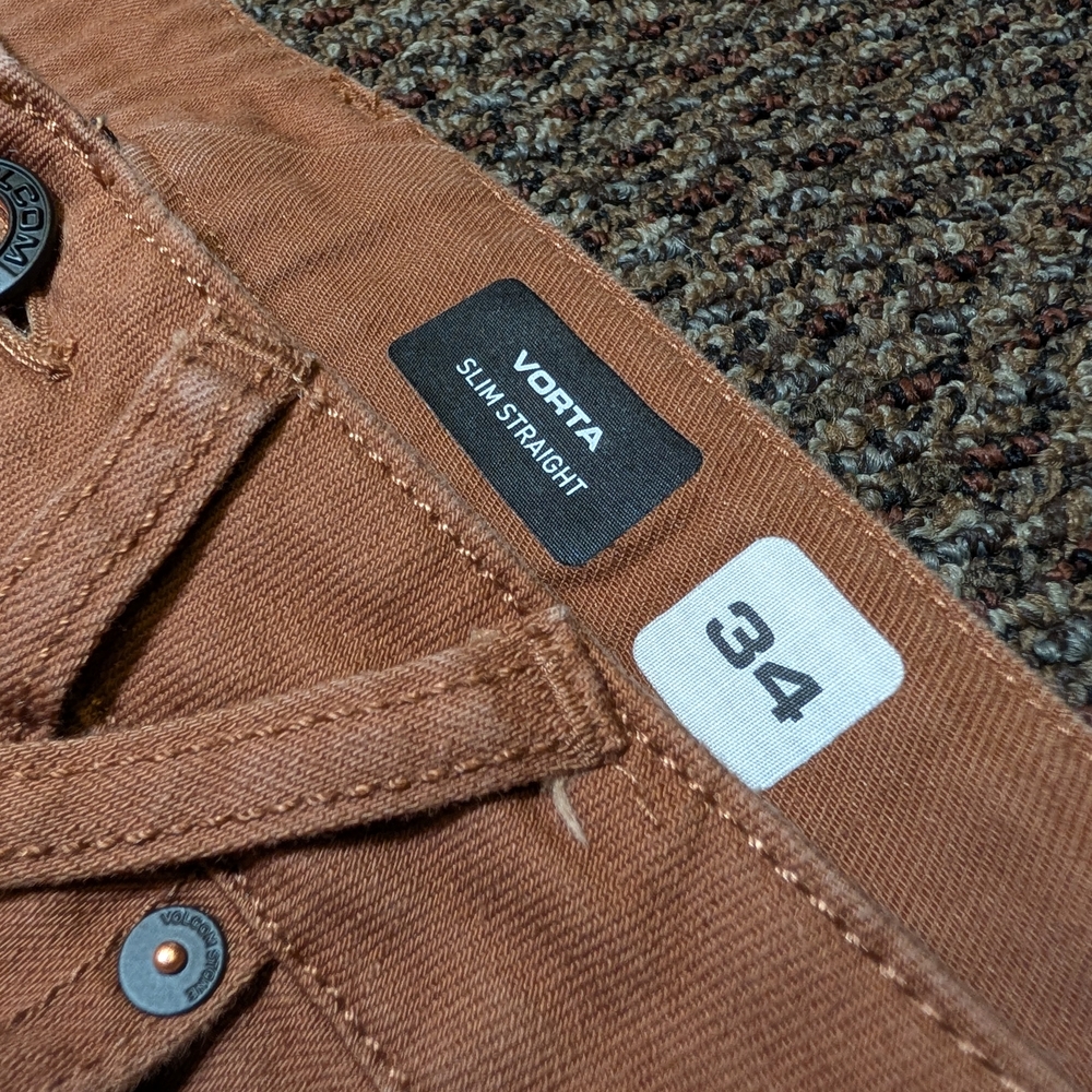 Volcom Men's Vorta Slim Straight Brown Pants - 34x32 Worn Twice! - Picture 4 of 10